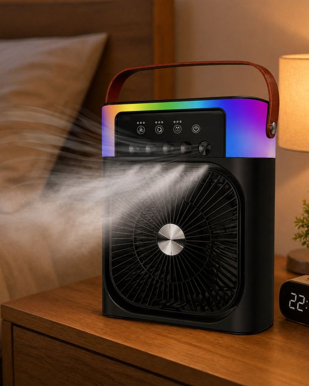 VINTESSY 125537294 Rgb Işıklı Buharlı Masaüstü Fan Sessiz Çalışan Usb Şarjlı Taşınabilir Fan Diğer