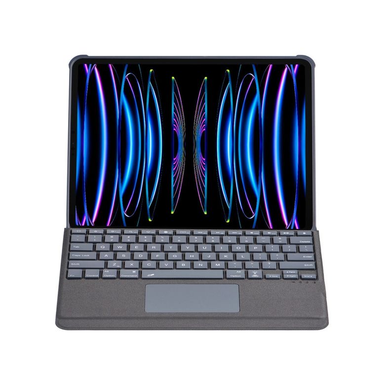 VINTESSY İTRARK44987MUK T5509D Apple Uyumlu İpad Pro 12.9 2022 Kılıf Palermo Ledli Klavyeli Standlı Tablet Kılıfı - Siyah Arka Kapak Diğer