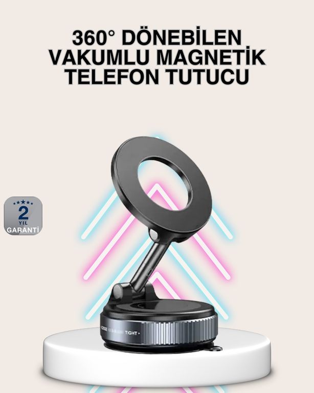 VINTESSY TKNUCZZZK007VAKUMLUTELEFONTUTUCU-1MKR Güçlü Mıknatıslı Vakumlu Araç Telefon Tutucu Alüminyum Gövde Akıllı Saat