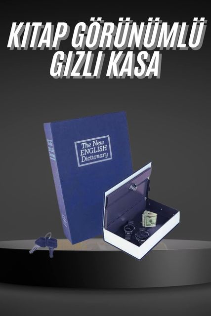 VINTESSY TKNUCZZZKİTAPGÖRÜNÜMLÜKASAAAA2MKR Kilitli Gizli Kasa Sözlük Kumbara Kitap Sözlük Görünümlü 18Cm Standart