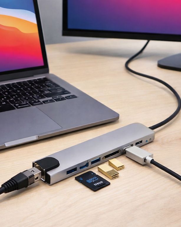 VINTESSY TKNUCZZZMACBOOKDÖNÜŞTÜRÜCÜ-1MKR 8 Port Type C Hub Usb Hdmı Rj45 Sd Tf Kart Okuyucu Çoklayıcı Akıllı Saat