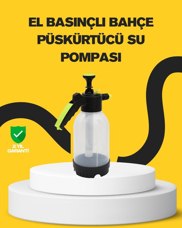 VINTESSY TKNUCZZZŞEFFAFPOMPA2LİTRE-6MKR Köpük Püskürtücü 2 Litre Dayanıklı Manuel Basınçlı Yıkama Şişesi Akıllı Saat