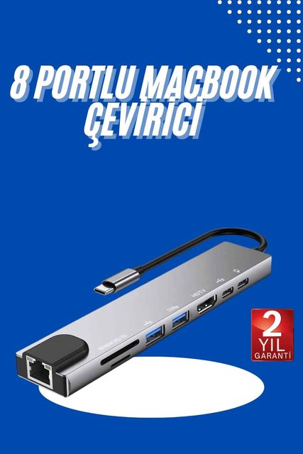 VINTESSY TKNUCZZZZMACBOOKÇEVİRİCİİİİİİİ Usb Type-C Hub Dönüştürücü Çevirici Çoklayıcı Apple Uyumlu Macbook Çevirici 8 Portlu Akıllı Saat