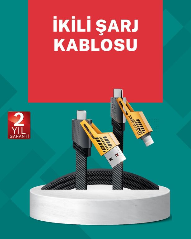 VINTESSY TKNXUCZİKİLİŞARJKABLOSU-4MKR Akıllı Telefon Tablet Laptop Uyumlu 65W Güçlü Veri Kablosu Standart