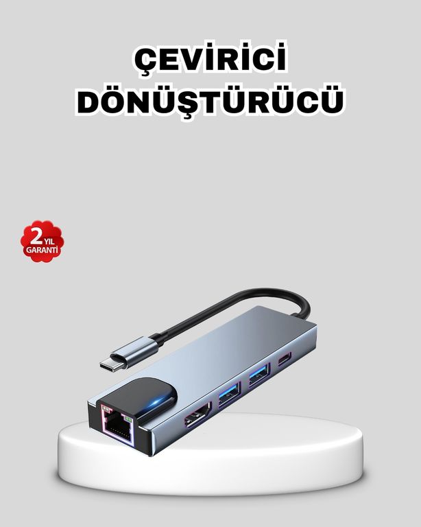 VINTESSY TKNXUCZZZMACBOOKÇEVİRİCİMKR Type-C Çoklu Dönüştürücü Alüminyum Gövde, Hızlı Veri Aktarımı Ve Şarj Desteği Akıllı Saat