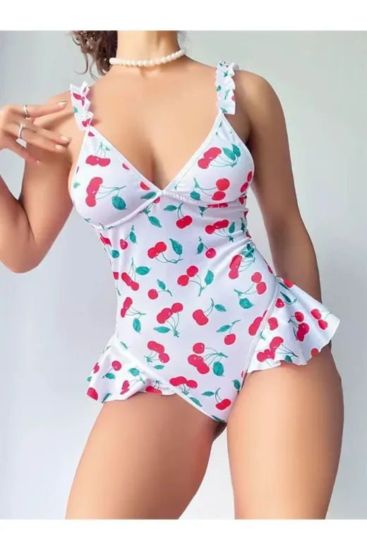 Vişne Desenli Body