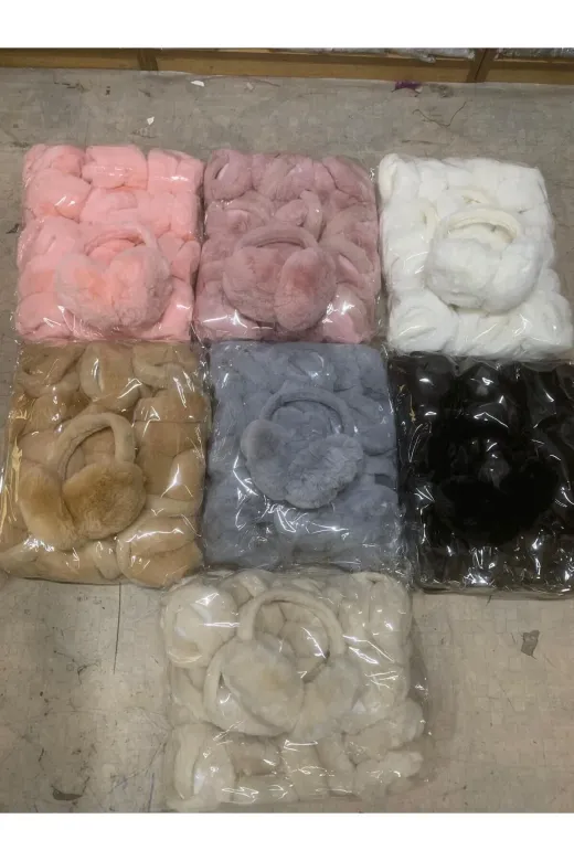 viva aksesuar 01 Katlanabilir Kadın Peluş Tüylü Kulaklık
