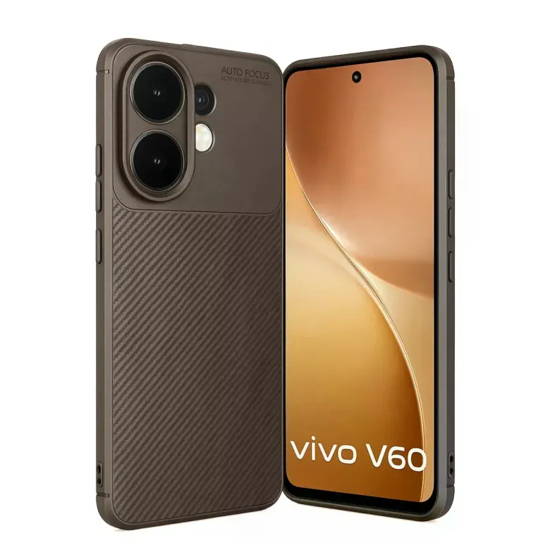 Vivo V60 5g Auto Focus Karbon Kapak - Kahverengi