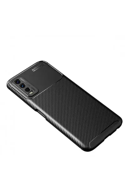 Vivo Y11S Kılıf Auto Focus Karbon Kapak - Siyah
