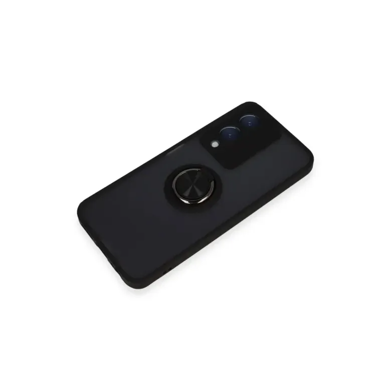 Vivo Y17s Kılıf Montreal Yüzüklü Silikon Kapak - Siyah