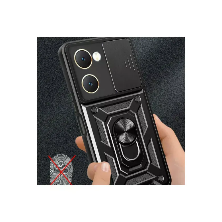 Vivo Y18 Kılıf Pars Lens Yüzüklü Silikon - Kırmızı