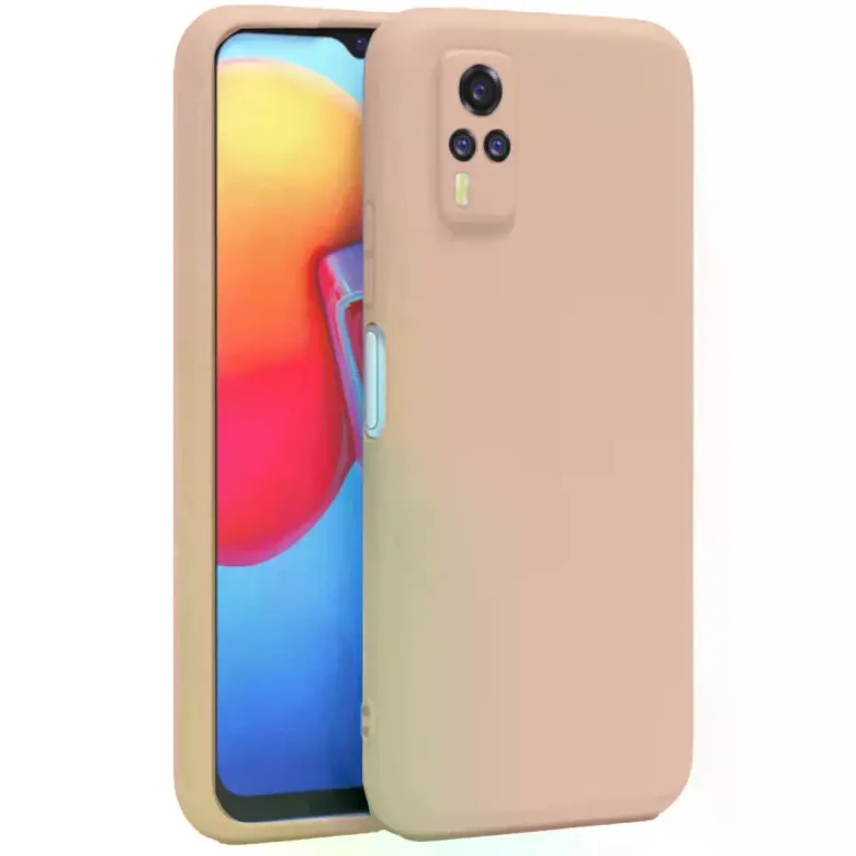 Vivo Y53s Kılıf Nano İçi Kadife Silikon - Pudra