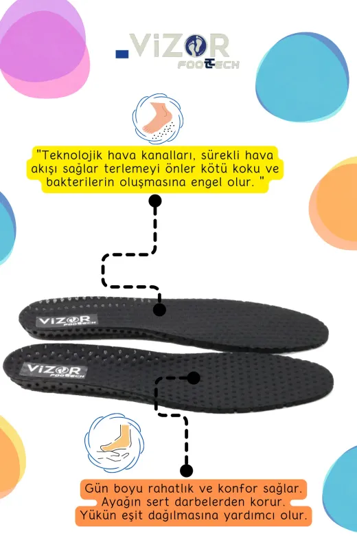 VİZOR CODE: 740 Air Suspansion Havali Tabanlik Terletmez Ultra Hafif Yumuşak Serinletici Foottech Ortopedik