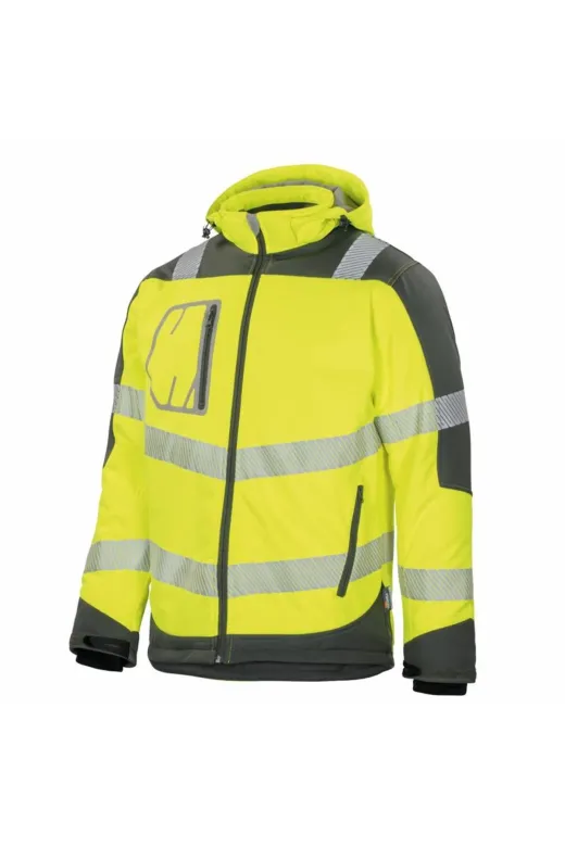 Vizwell TYC84D103910D2BF00 Reflektörlü Su Geçirmez Termal Softshell İş Montu Sarı
