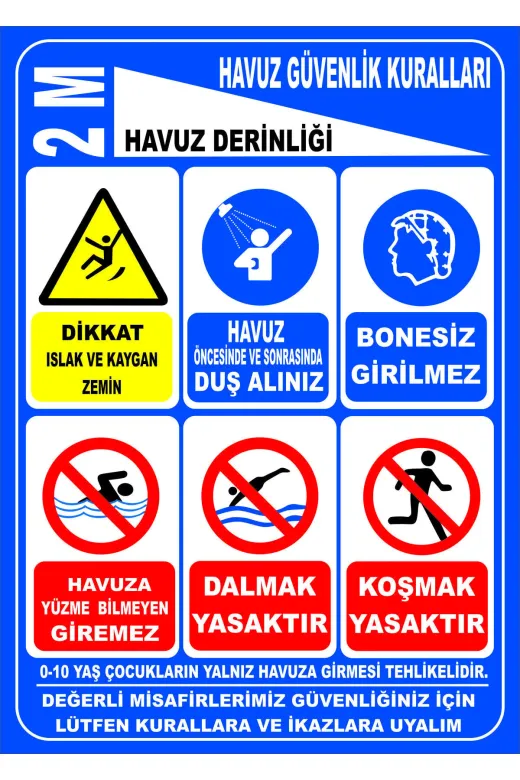 vizyon trafik TYCO1HK8ON168759465765079 Havuz Güvenlik Kurallari 25X35 Cm Sticker