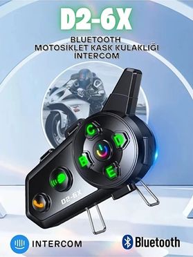 Vothoon 124320289 D2-6X 1000M Mesafeli 6 Kanallı İntercom Bluetooth Motosiklet Kask Kulaklığı İntercom Kulaklık