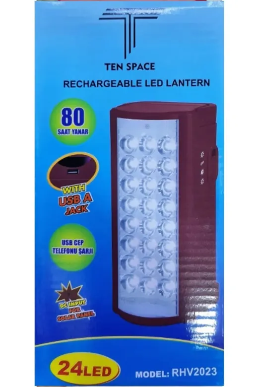 Vothoon yenı ısıldak Şarjlı Işıldak Usb Şarj Çıkışlı 24 Led 80 Saat Akülü Işıldak 24 Led Telefon Şarj Edebilen 1.0 Mavi
