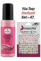 Vücut Losyonu Pembe Simli 125 ml & Yüz Taşı Hediyeli-47