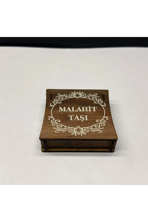 VURAL BİJUTERİ kutulukolyebileklik1 Özel Ahşap Kutulu Malahit Taşı Bileklik Kolye Seti