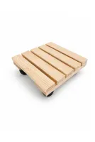 Vuud Ahşap Tekerlekli Damacana Altlığı ve Saksı Altlığı 25X25 Cm, Masif Ahşap, Damacana Stantı