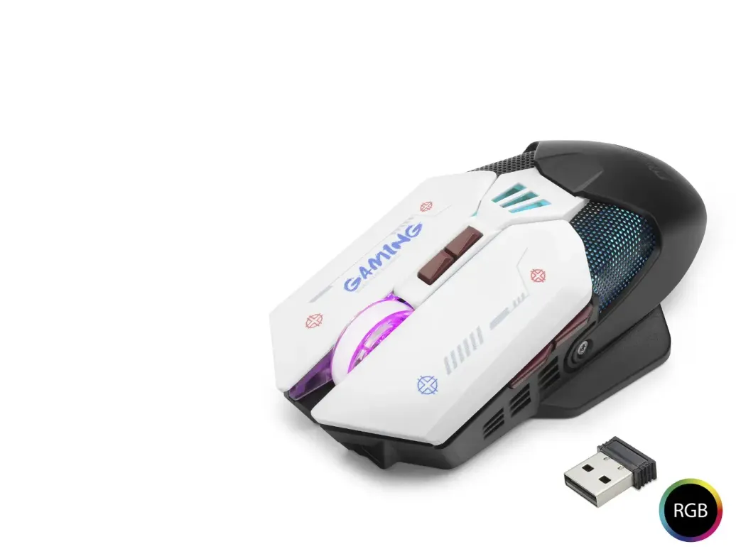 W19 Kablosuz Mouse Dual Mod 10000 Dpi 7 Tuş Makro 1000 Hz Rgb - Siyah Beyaz