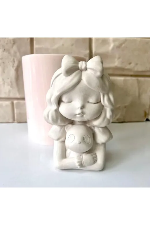 WAMMOLDS ayıcıkkızsk Ayıcıklı Kız Saksı Silikon Kalıp