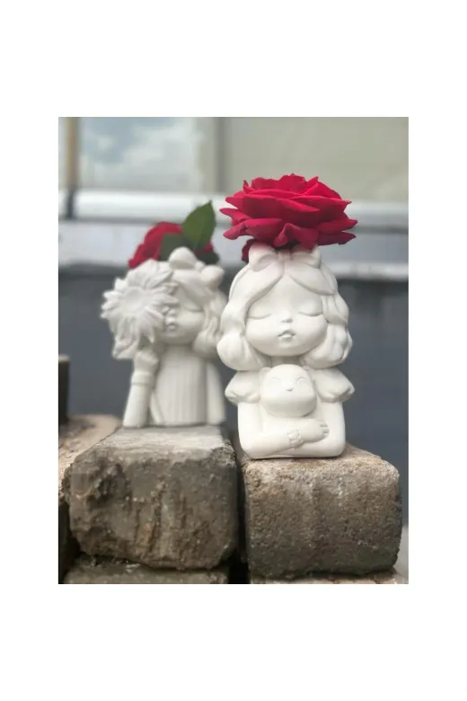 WAMMOLDS ayıcıkkızsk Ayıcıklı Kız Saksı Silikon Kalıp