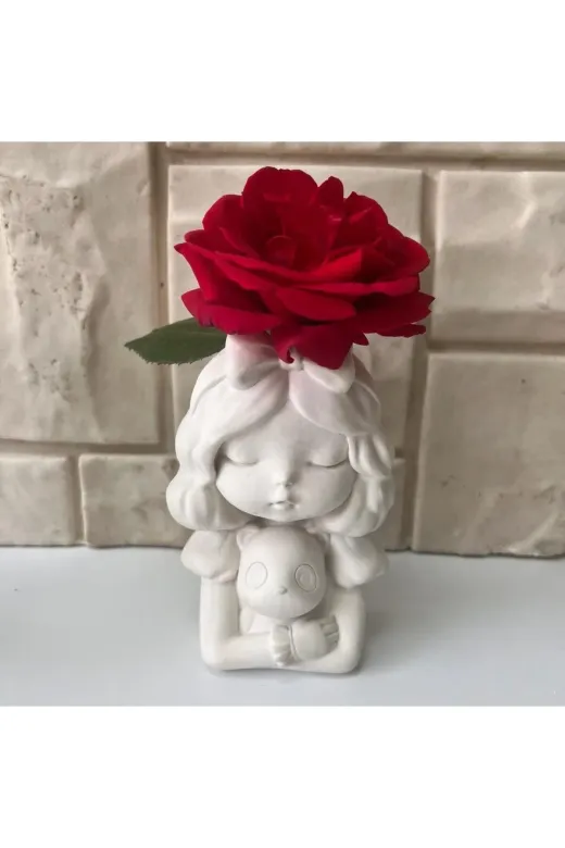 WAMMOLDS ayıcıkkızsk Ayıcıklı Kız Saksı Silikon Kalıp
