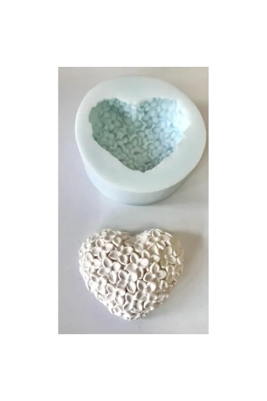WAMMOLDS çiçeklilkalpsk Çiçekli Küçük Kalp Silikon Kalıp