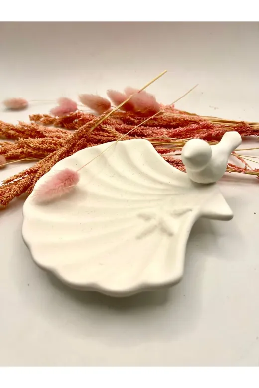 WAMMOLDS istiridyekuşlusk Deniz Yıldızı Motifli Kuşlu İstiridye Tabak Silikon Kalıp