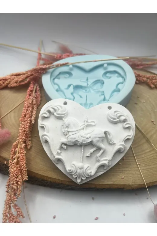 WAMMOLDS kalpmotifliatlıksk Kalp Motifli Atlı Karınca Silikon Kalıp
