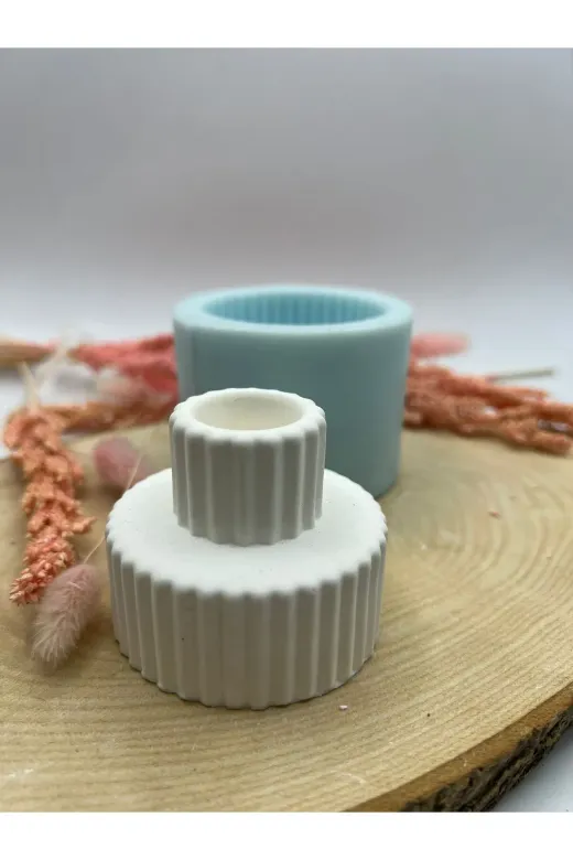 WAMMOLDS katlıçizgilişamdansk Katlı Çizgili Şamdan Silikon Kalıp