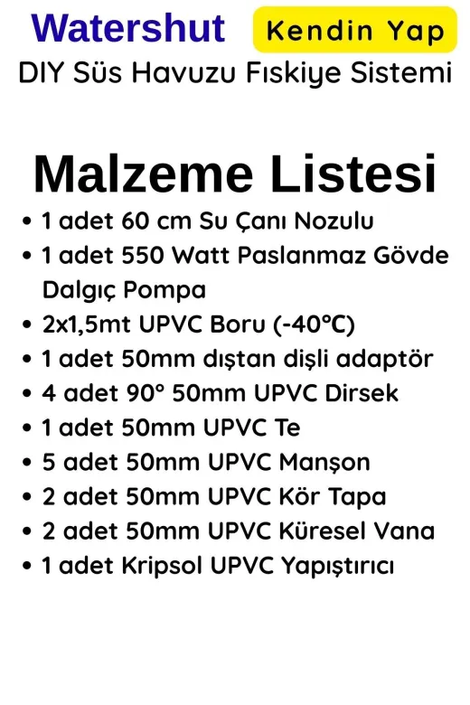 WATERSHUT Wcandiy Kendin Yap Bahçe Su Çanı Süs Havuzu Fıskiye Sistemi (Diy)