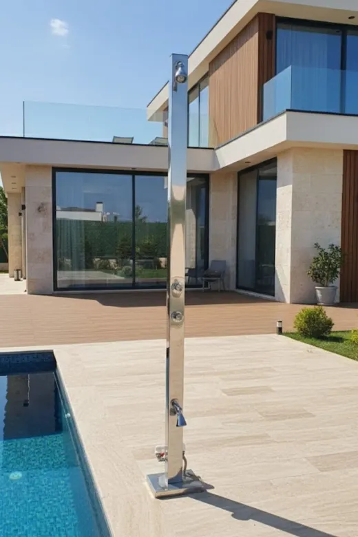 WATERSHUT WDUŞ001 Paslanmaz Çelik Havuz Duşu 220Cm -El Ve Ayak Durulama Fonksiyonlu