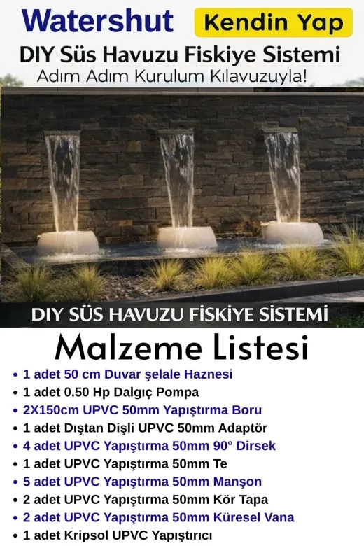 WATERSHUT Wselalediy Kendin Yap Bahçe Su Perdesi Şelale Sistemi (Diy)