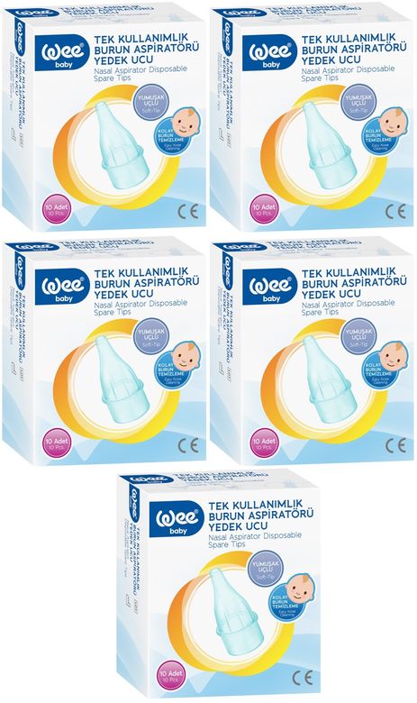 Wee Baby Burun Aspiratörü Nasal Yedek Ucu 50 Adet (5Pk*10) (Kod:163)