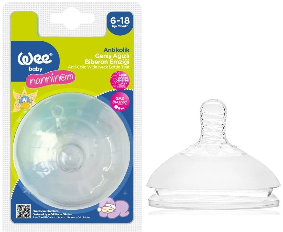 Wee Baby Nanninom Geniş Ağızlı Biberon Emziği 6-18 Ay (Kod-286)