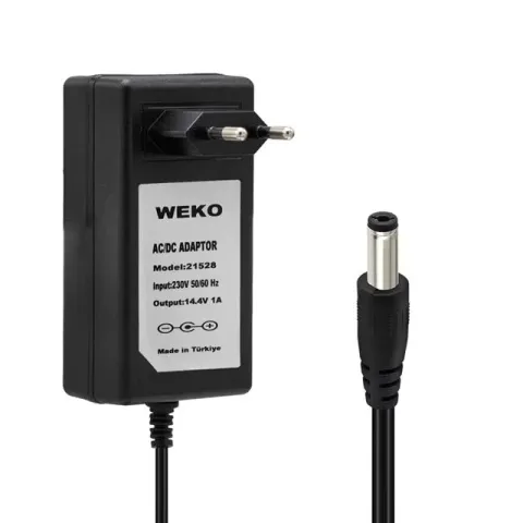 Weko 14.4 Volt - 1 Amper 5.5*2.5 Uçlu Plastik Işıklı Kasa Priz Tip Adaptör