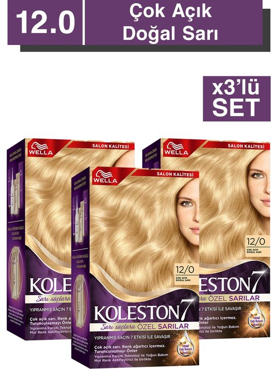 wella koleston 18*3 12-0 Supreme Kit Saç Boyası 12/0 Çok Açık Doğal Sarı *18 X3'lü Set