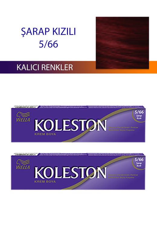 wella koleston RT-RYL-4KLT401-566 2 Adet Single Tüp Boya Saç Boyası Şarap Kızılı 5/66