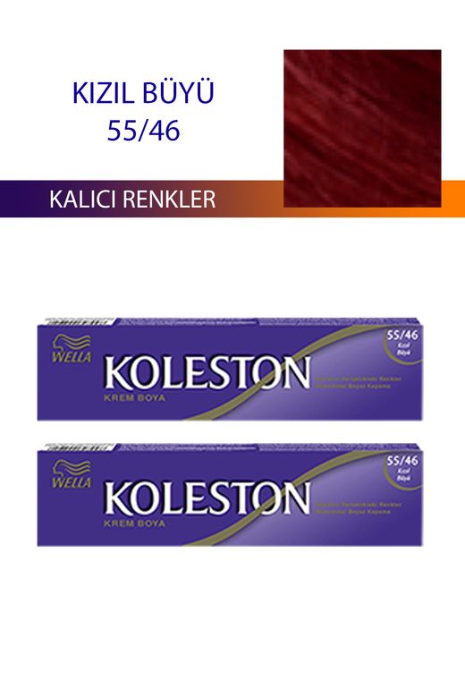 wella koleston RT-RYL-4KLT418-5546 2 Adet Single Tüp Boya Saç Boyası Kızıl Büyü 55/46