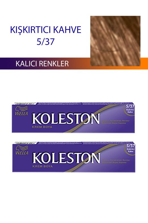 wella koleston RT-RYL-4KLT423-537 2 Adet Single Tüp Boya Saç Boyası Kışkırtıcı Kahve 5/37
