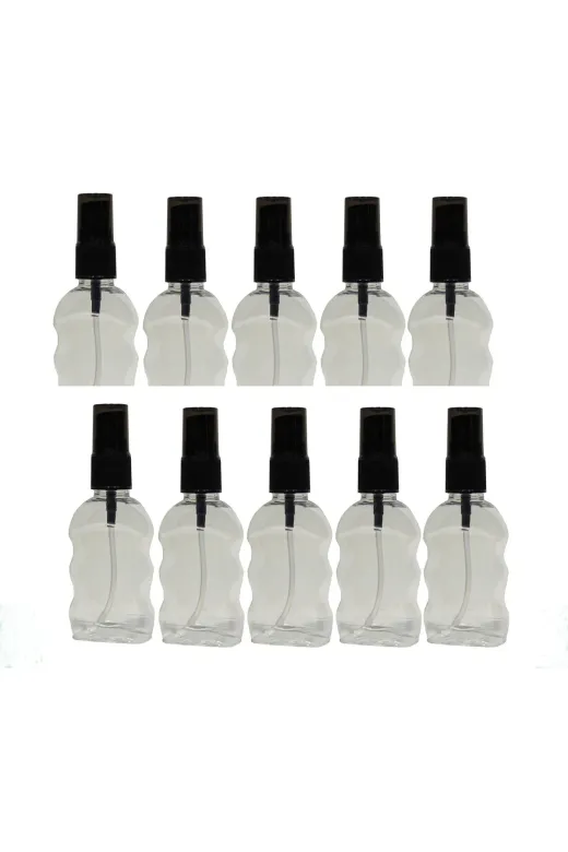 wellLine 869743174868 Ambalaj Sprey Başlıklı Plastik Boş Pet Şişe 50 Ml 10 Adet Yassı Model