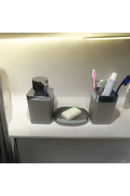 WESPA stlmksslmsssslmnbbb Banyo Seyi 3 Lu Sabunluk Dis Fircaligi Sivi Sabunluk