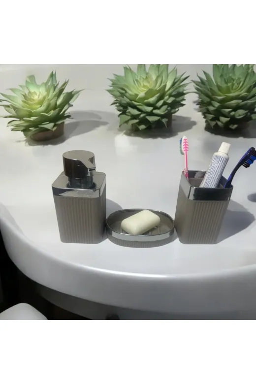 WESPA stlmksslmsssslmnbbb Banyo Seyi 3 Lu Sabunluk Dis Fircaligi Sivi Sabunluk