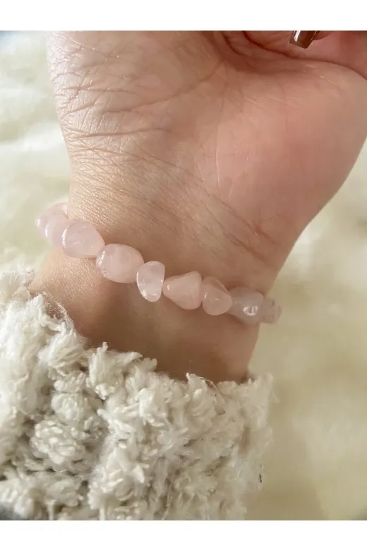Wishatelier pkuvars Pembe Kuvars Asimetrik Kesim Bileklik