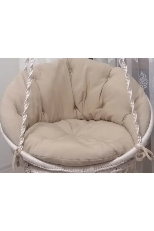 WOODSHUT TYC00680203094 Makrome Salıncak Yastığı Minder Seti (Oturma Sirt Dayama) Bej