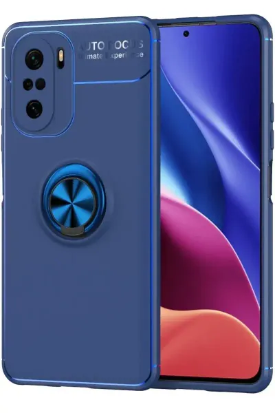 Xiao Poco F3 Kılıf Range Yüzüklü Silikon - Mavi