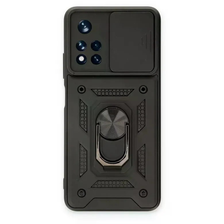 Xiao Red Note 11t Kılıf Pars Lens Yüzüklü Silikon - Siyah