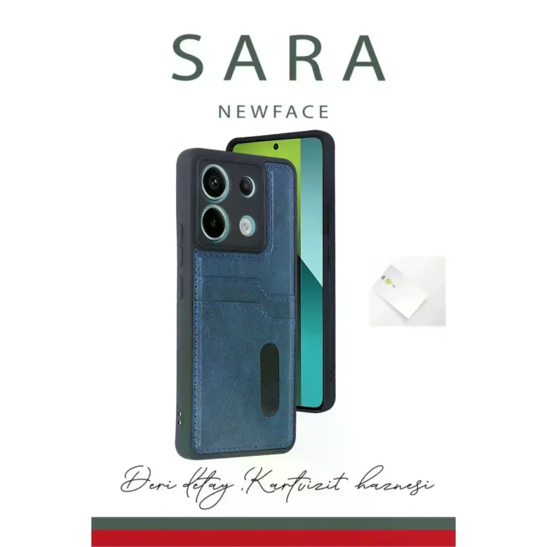 Xiao Red Note 13 Pro 4g Kılıf Sara Kartvizitli Deri Kılıf - Lacivert
